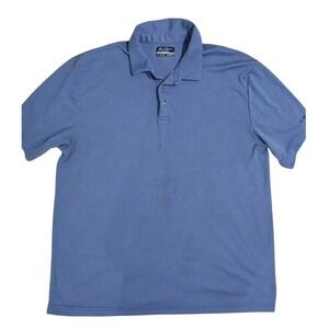 BEN HOGAN Performance Men's XL Golf Shirt Short Sleeve Blue Geometric Pattern